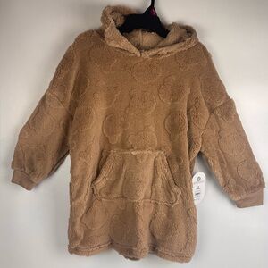 Wonder Nation Tan Bear head Hooded Fleece Pullover NWT size MED 7/8